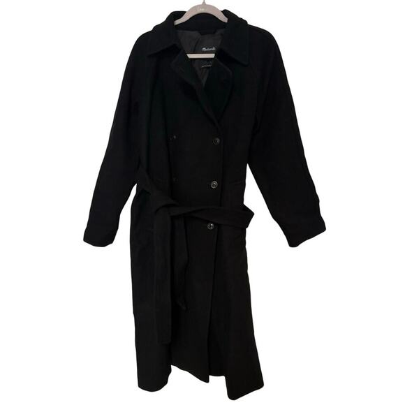 NWOT Madewell Double-Breasted Trench Coat In Black Size Medium - Picture 4 of 10